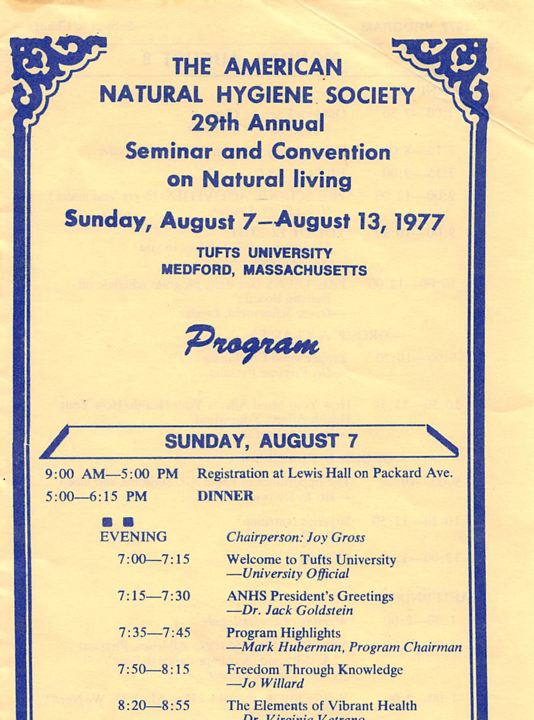 Conference Program. Medford, 1977